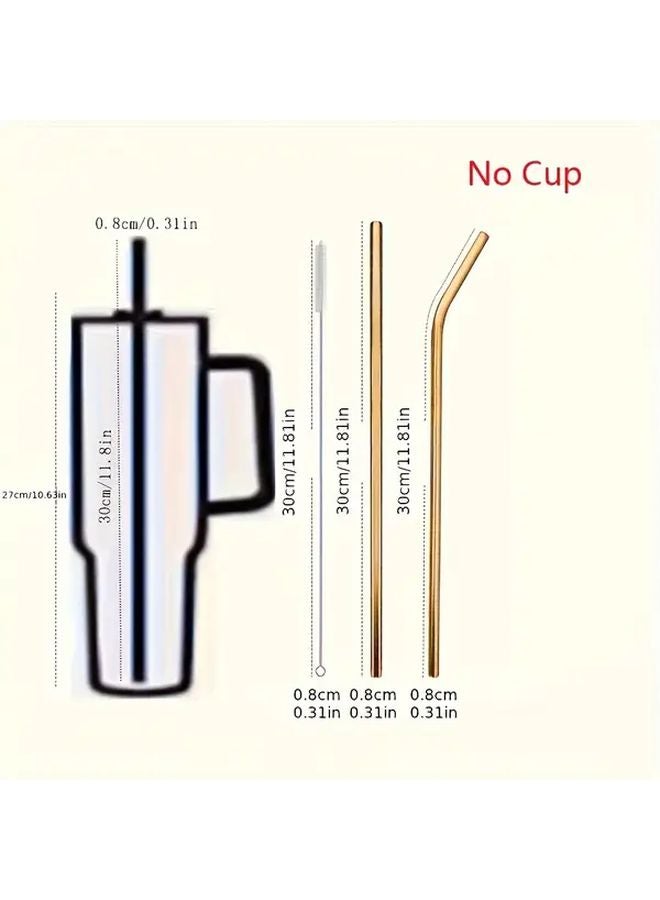 Rose Golden Extra Long Reusable Stainless Steel Straws With Cleaning Brushes For 30 40 Oz Tumblers - Image 3